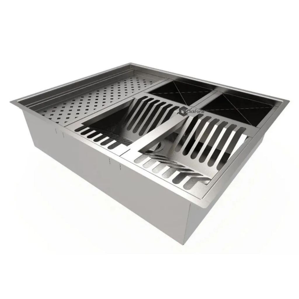 Canal Organizador Calha Quadrada Cozinha Úmida Aço Inox