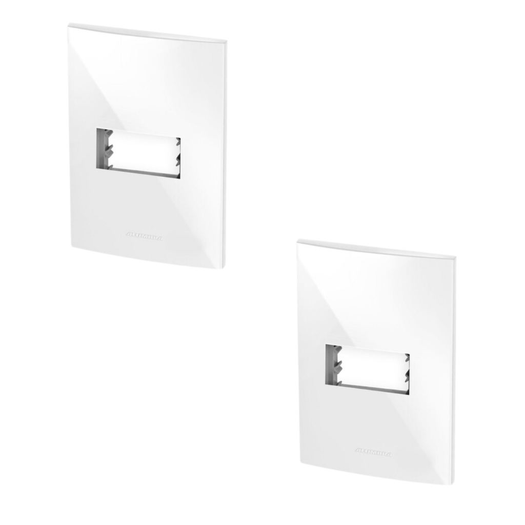 Kit c/ 2 Placas Espelho de Luz Alumbra Inova Branco 4x2 1 Módulo Horizontal  85000