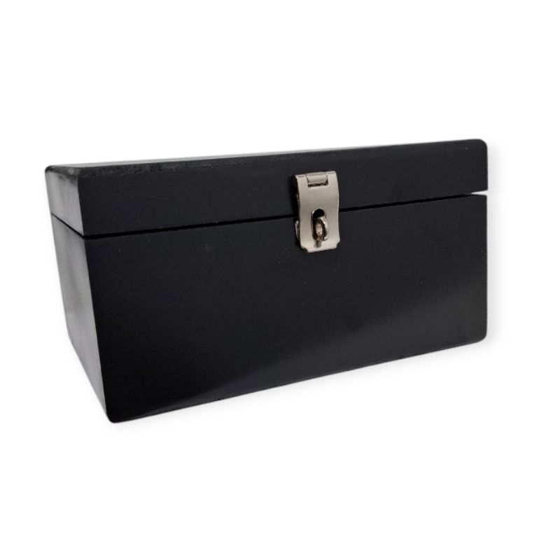 Caixa cofre retangular com fecho cor preto em Oferta na Shopee