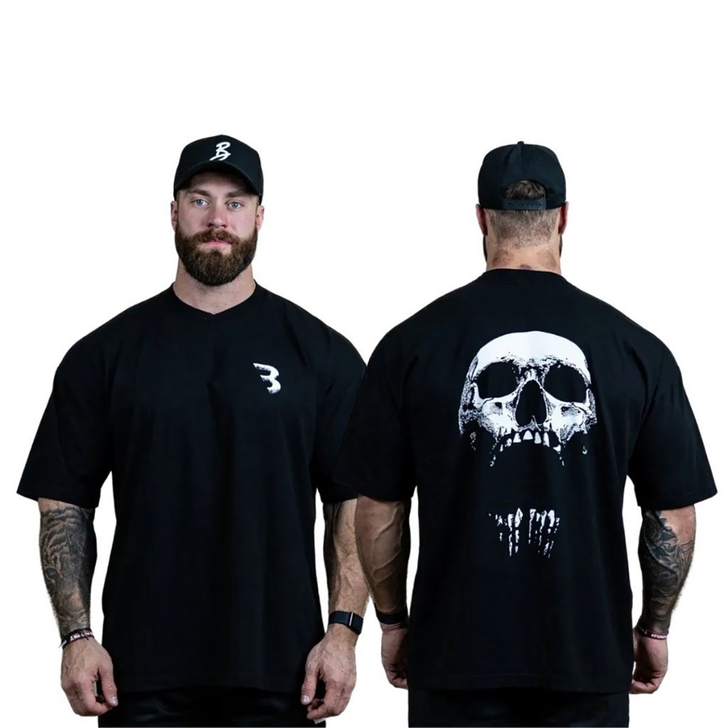 Camiseta Bum Caveira Larga Musculação Academia  Bodybuilder Oversized Treino Premium