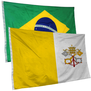 Bandeira do Vaticano + do Brasil 145cm x 90cm da Marca Suarez Bandeiras - Cores Nítidas Com ilhós em Oferta na Shopee