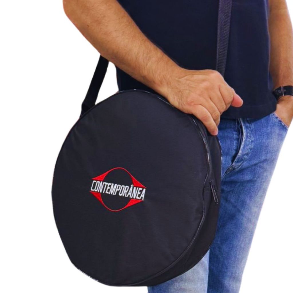 Capa Bag Bolsa para Pandeiro Bordada Contemporânea Extra Luxo Preta