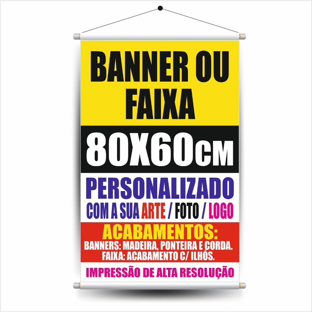 Banner Personalizado Foto Logo Sua Arte 80x60cm Impressão Lona Prova D'Água em Oferta na Shopee