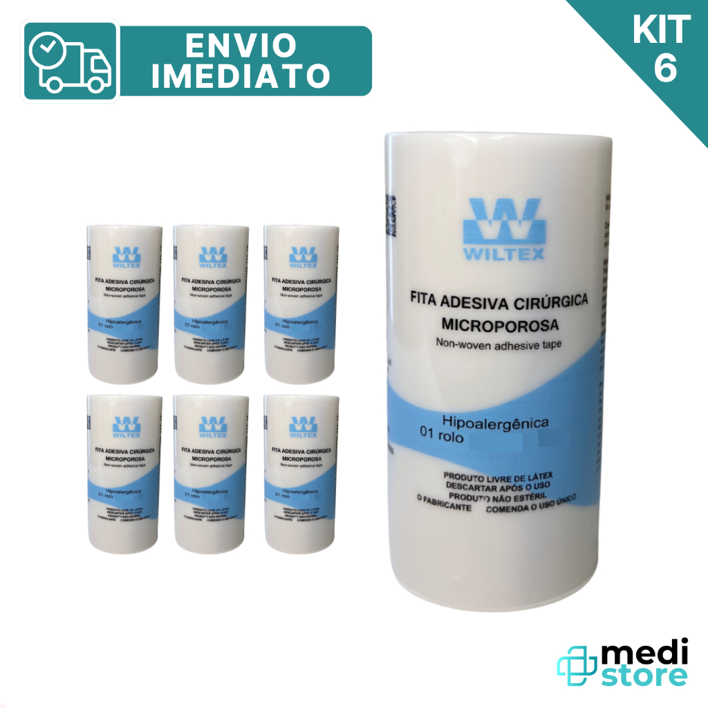 Fita Adesiva Cirúrgica Microporosa Adesiva 10cmx4,5m 6 Unid. - Envio imediato