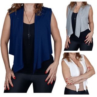 Colete Feminino Curto Alfaiataria Cropped Top Regata com Decote e Aberto Tendência Moda Elegante em Oferta na Shopee