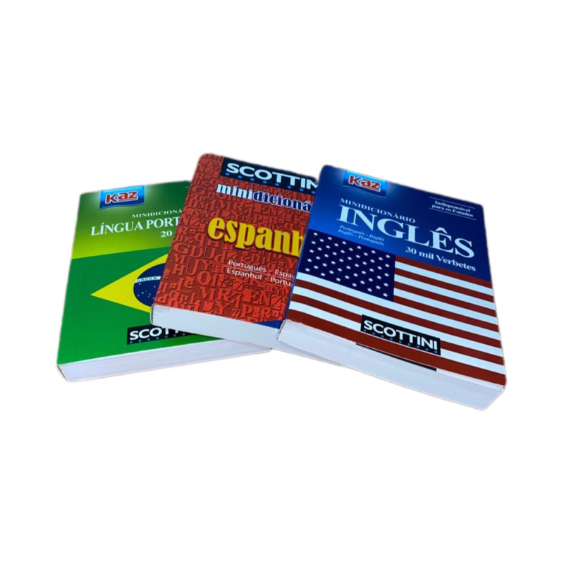 Imagem Kit Mini Dicionário: Português, Inglês, Espanhol Versão Atualizada C/ 20 e 30 mil Verbetes