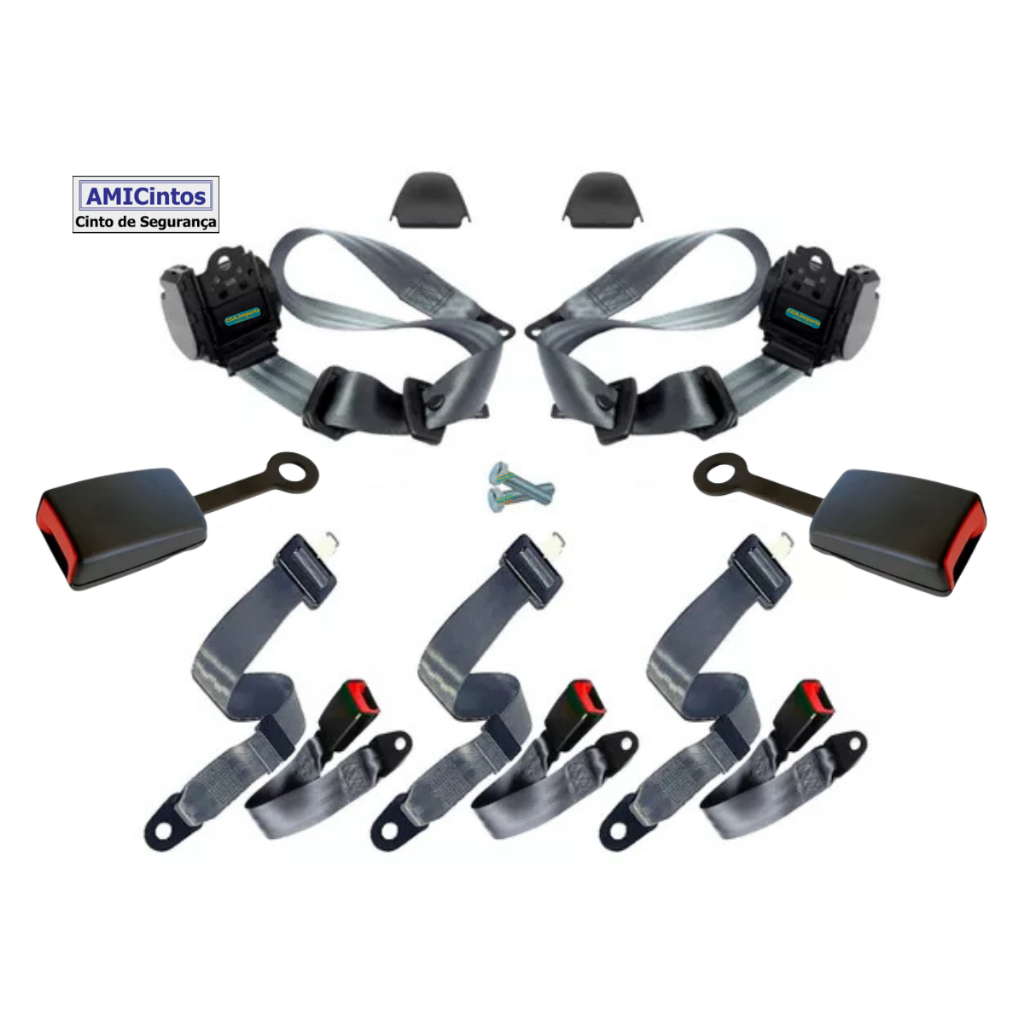 Kit completo de Cinto de Segurança para os 5 bancos do Buggy em Várias Cores Homologado
