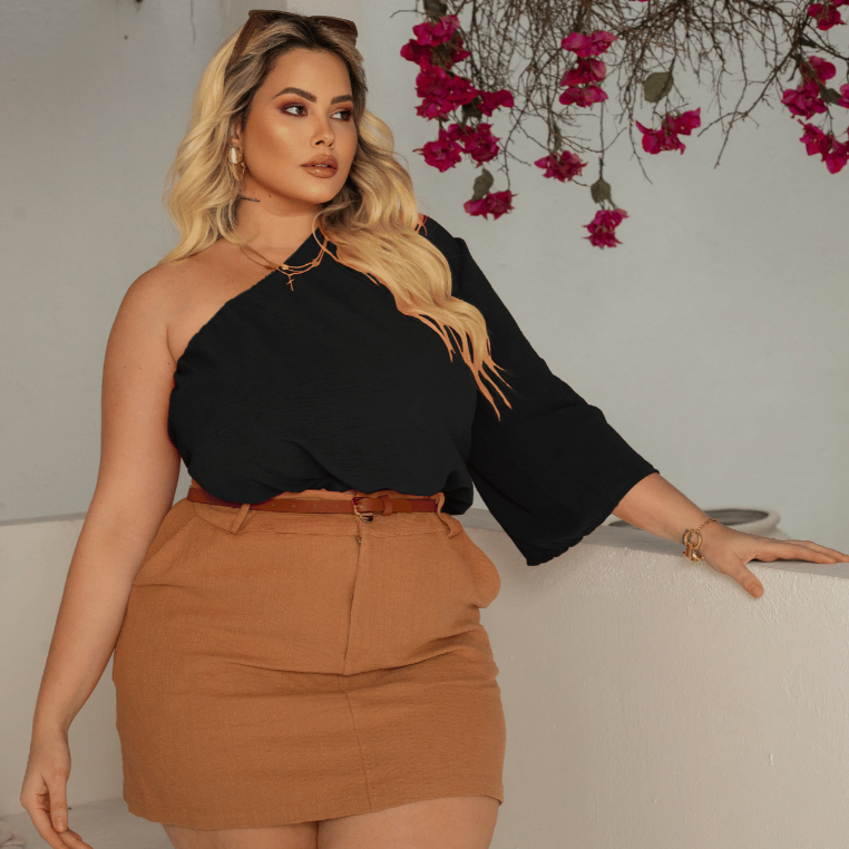 Bata Feminina Blusa Plus Size Com Elástico Ajustável Mula Manca Ombro Nu Casual Festa Fresquinha