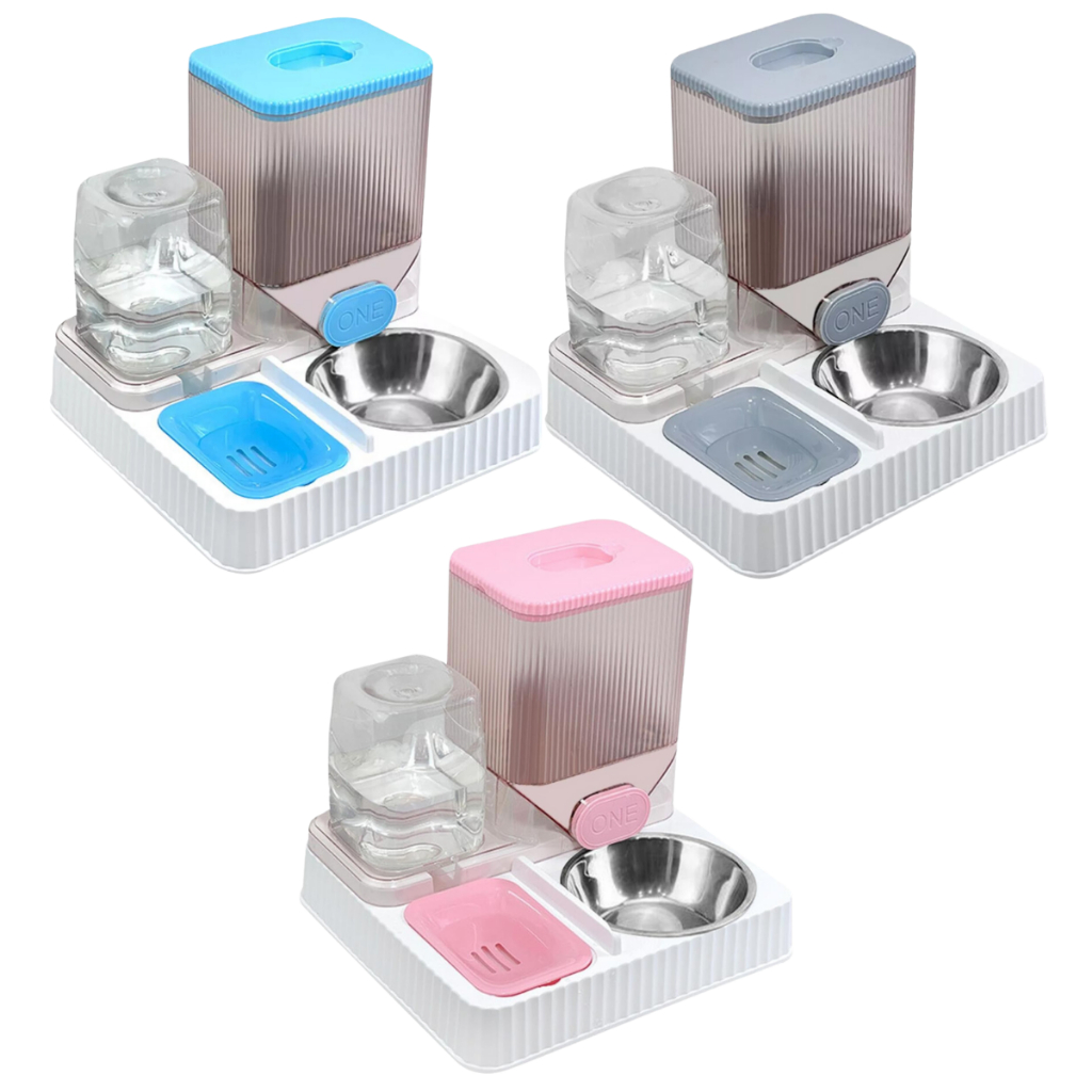 Bebedouro E Comedouro Tigela Inox Alimentador Automático Gravidade Pet Cães Gatos