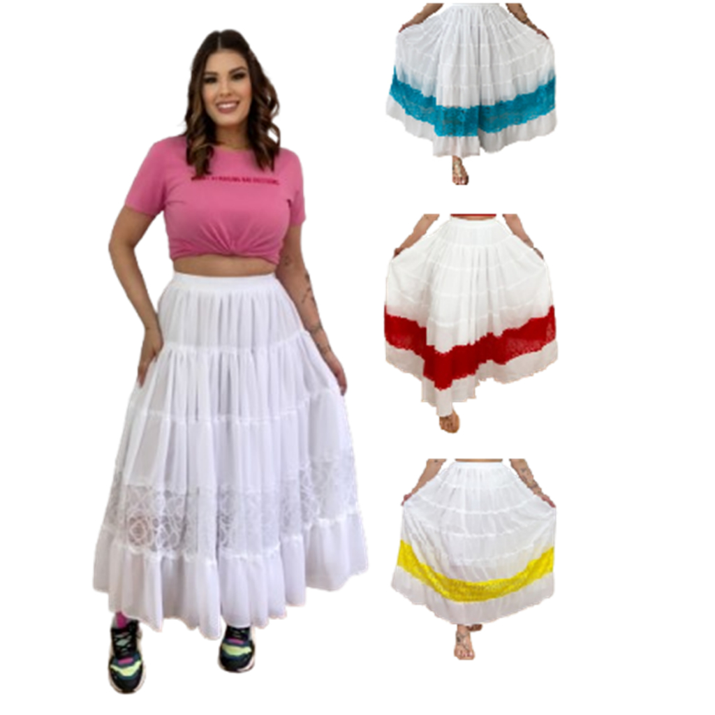 Roupa Religiosa Branca de Umbanda Candomblé Saia Feminina Navalha em Chiffon modelo de luxo em Oferta na Shopee