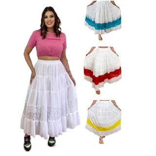 Roupa Religiosa Branca de Umbanda Candomblé Saia Feminina Navalha em Chiffon modelo de luxo em Oferta na Shopee