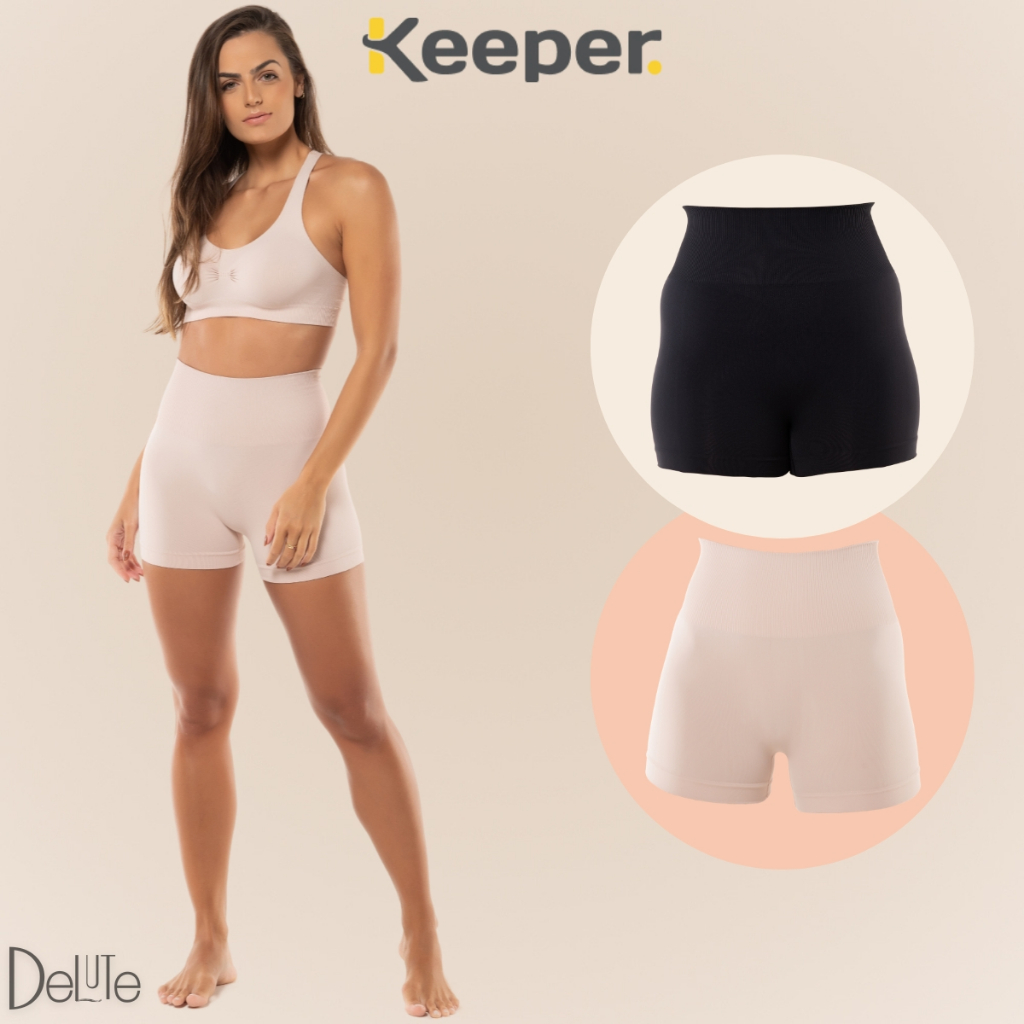 Shorts Modelador Feminino Liso Cintura Alta Sem Costura de Média Compressão Modela e Reduz...