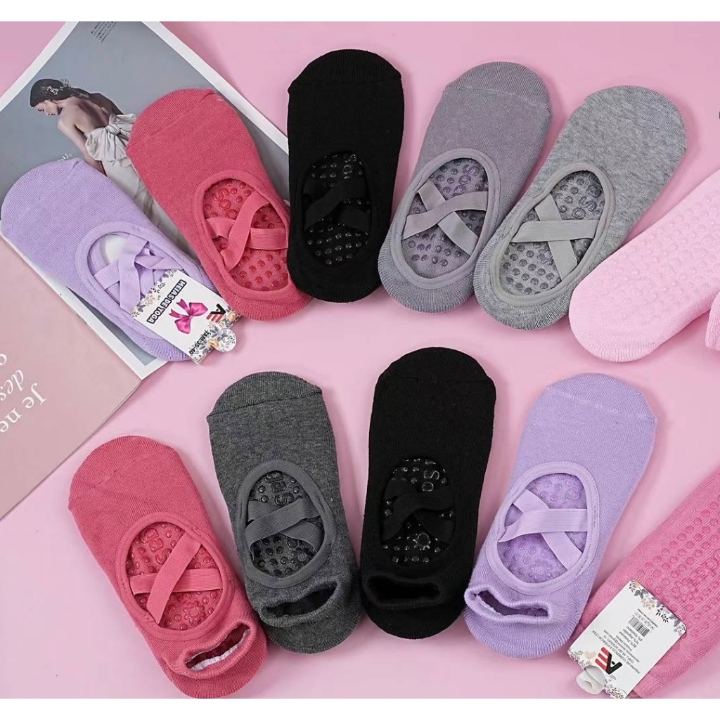 Imagem KIT 12 PARES Meia Sapatilha Yoga Antiderrapante Pilates Fitness YOGA