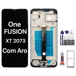 Tela Frontal Display Touch Lcd Moto One Fusion Xt-2073 Sem Aro E Com Aro Pronta Entraga