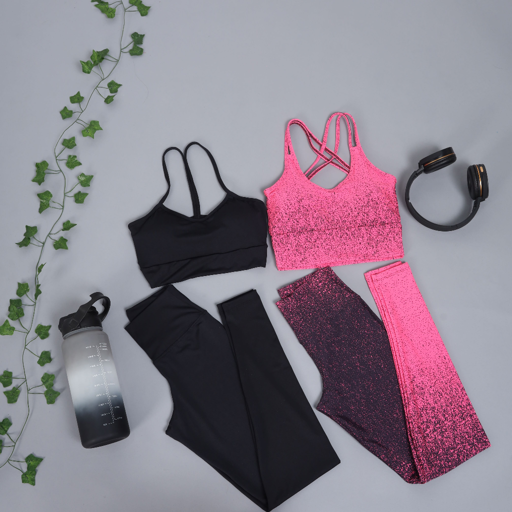 Kit 2 Conjuntos Top e Legging Alcinha e Degrade Fitness Conforto Treino Academia