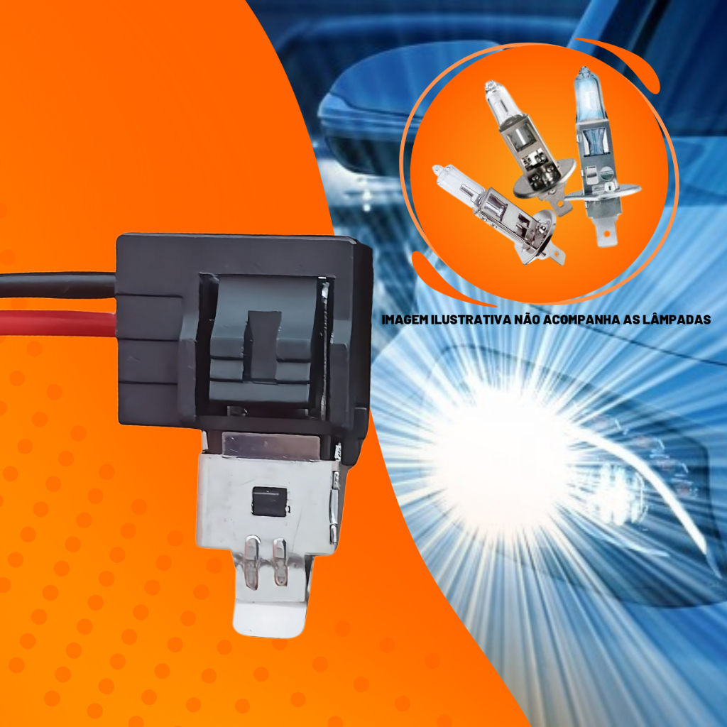 SOQUETE CONECTOR AUTOMOTIVO H1 COM ATERRAMENTO FAROL LAMPADA