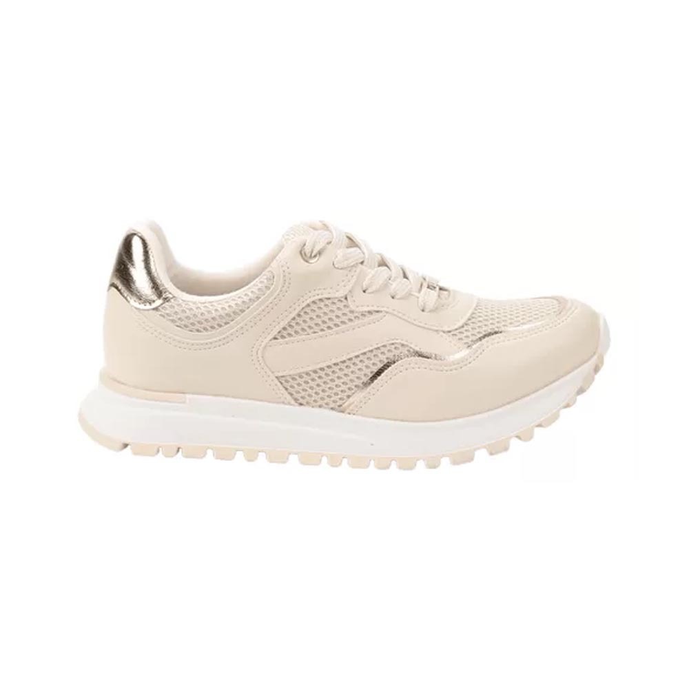 Tênis Vizzano Feminino Branco Off e Dourado Confortável Look Casual