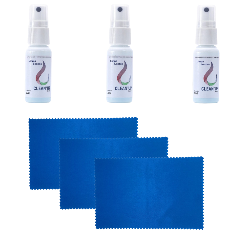 Kit 3 Limpa Lentes Óculos Telas Celular Note Computador + 3 Flanelas