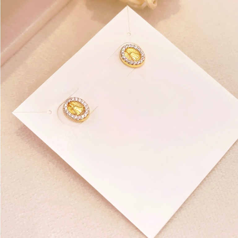 Brinco Nossa Senhora Aparecida com Micro Zircônias no Ouro Branco Folheado a Ouro 18K - Hipoalergênico