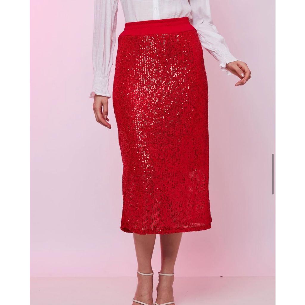 Saia Midi Paete Com Forro Moda Feminina -0247 — imagem 2 de 2