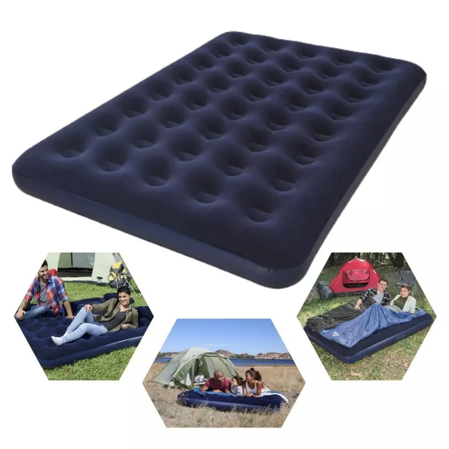 Colchão Inflavel Casal Grande Suporta 295kg Reforçado Promoção 1,91x1,37m Camping Acampamento Kala