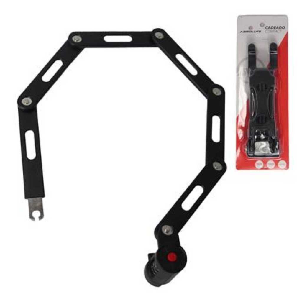 Cadeado Trava Tranca Dobrável K9 Bike Moto Absolute 75cm Cor Preto em Oferta na Shopee