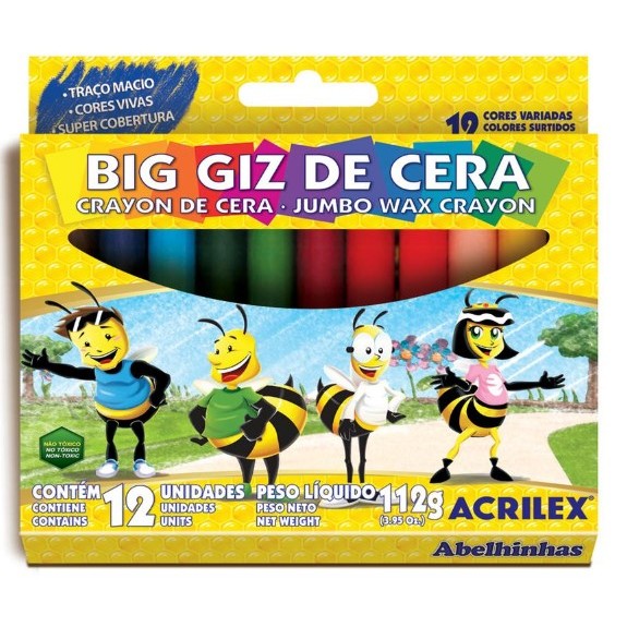 GIZAO DE CERA BIG GIZ AMAZO 12 CORES 9111 ACRILEX em Oferta na Shopee