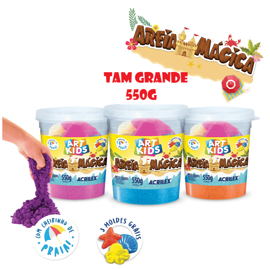 Areia Mágica Tam Grande 550g - Escolha A Cor - Acrilex + Nota Fiscal em Oferta na Shopee