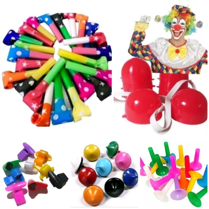 KIT 50 MINI BRINQUEDOS 5 MODELOS DIFERENTES 10 LINGUA SOGRA+10 NARIZ+10 APITO JUIZ+10 MINI PIAO+10 CORNETA FESTAS PRENDA