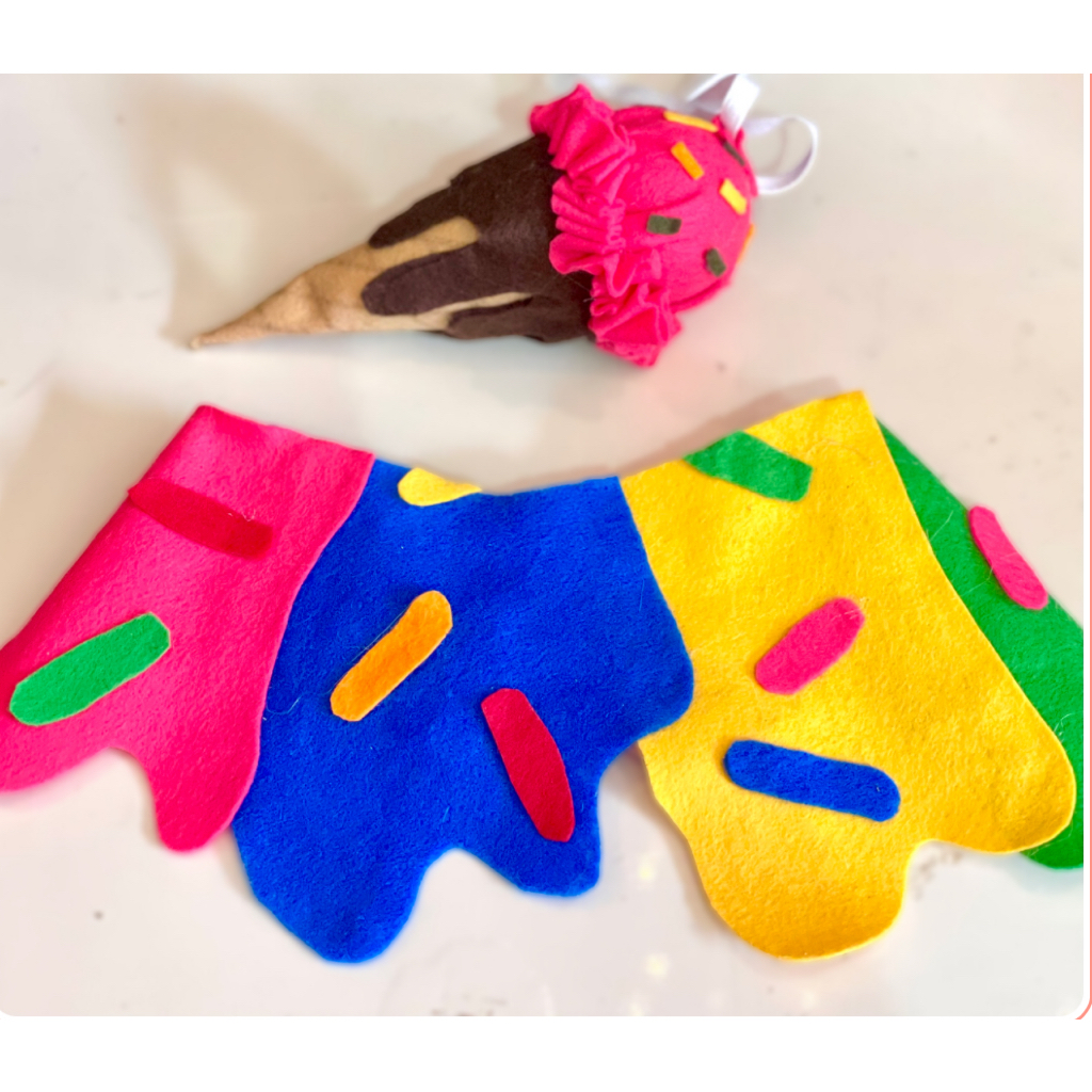 fantasia bandana + acessório cabeça pet para cachorro me gato carnaval sorvete colorido engraçado