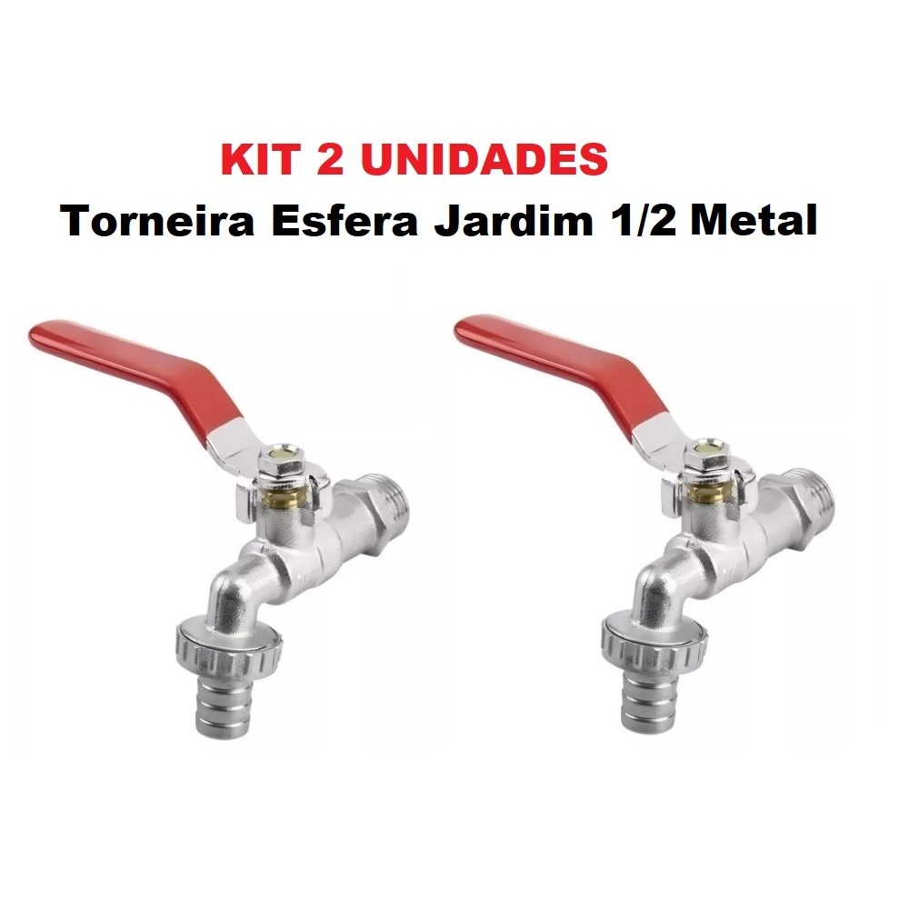Kit 2 Torneiras Esfera Jardim 1/2 Metal Cabo Emborrachado Vermelho (Kit 2 unidades) em Oferta na Shopee