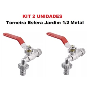 Kit 2 Torneiras Esfera Jardim 1/2 Metal Cabo Emborrachado Vermelho (Kit 2 unidades) em Oferta na Shopee