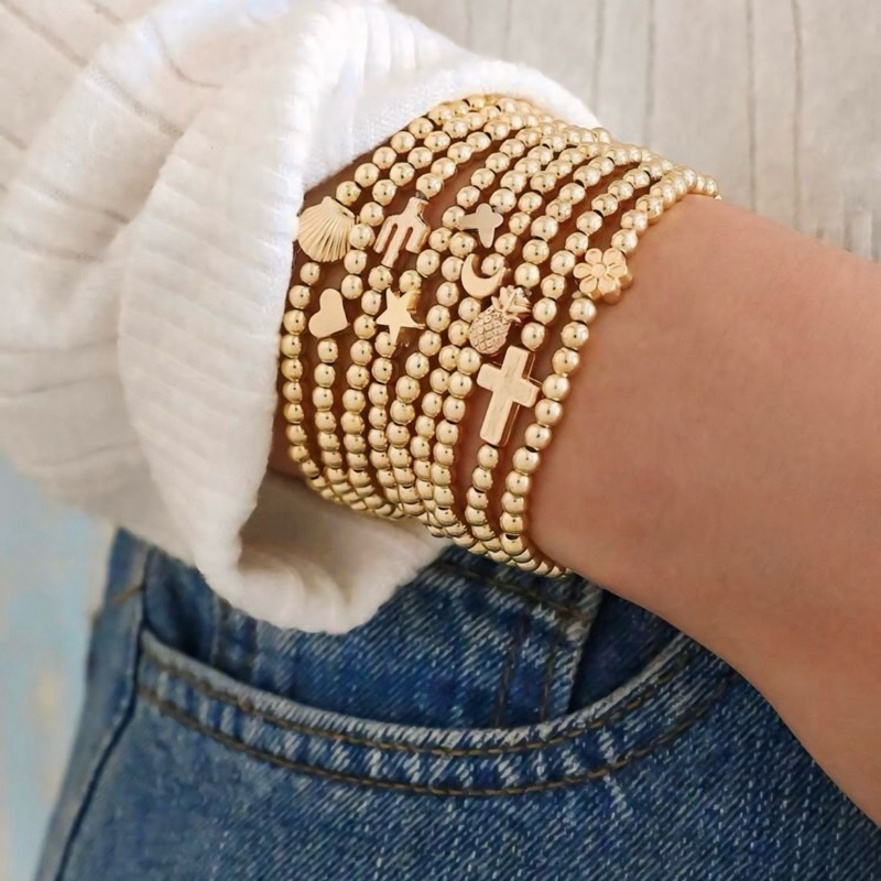 9 Pulseiras Miçangas Estrela Delicada Feminina Conjunto Berloques Dourado e Prata Kit da Moda Minimalista Presente SHP09 em Oferta na Shopee