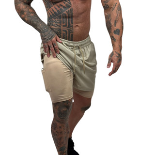 Shorts Masculino 2 em 1 Corrida Forrado Compressão Academia Treino em Oferta na Shopee