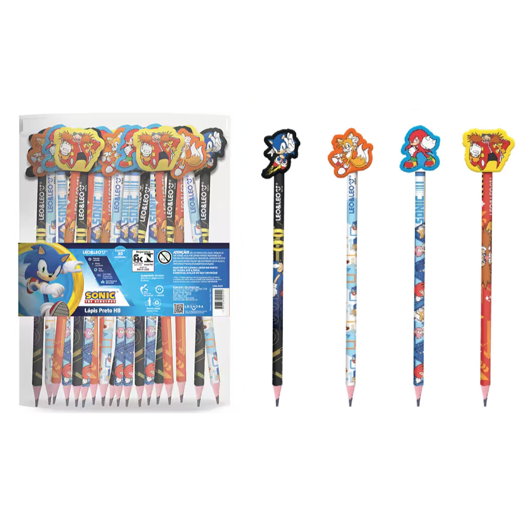 Leo&Leo Kit 04 Lápis Sonic The Hedgehog Decorado Com Borracha Sortidos Diferentes Material Escolar em Oferta na Shopee