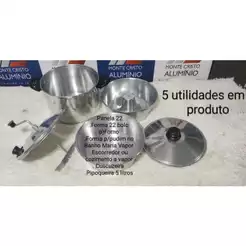 Panela Banho Maria 5 em 1 com Pipoqueira reforçada capacidade 5 litros