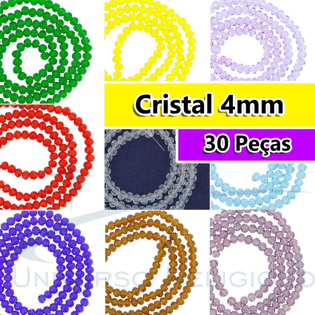 Contas de Cristal 4mm Transparente Facetado para Pulseira Guias Umbanda Candomblé - 30 Peças em Oferta na Shopee