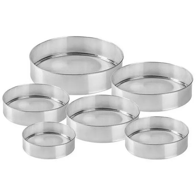 Kit Jogo Peneira Aço Inox Com 6 Peças Uso Profissional Doméstico Fubá Lavar Alimentos Cozinha