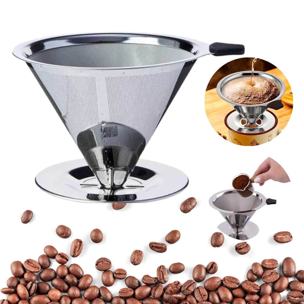 Coador Filtro de Café Aço Inox Peneira Aço Sem Uso de Papel Cor Inox