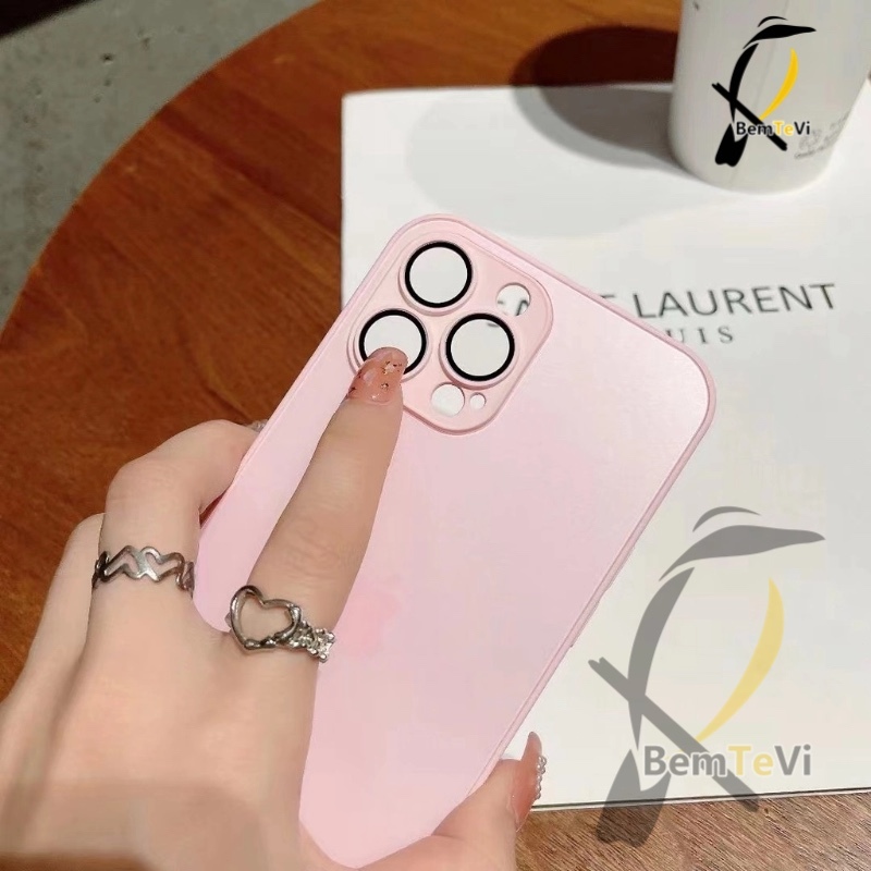 -Bemtevi-Capa Preto AG-Glass para iPhone De Vidro Fosco Capinha iPhone 16 iPhone15 PRO MAX 16 pro max 15 pro 16 pro 15