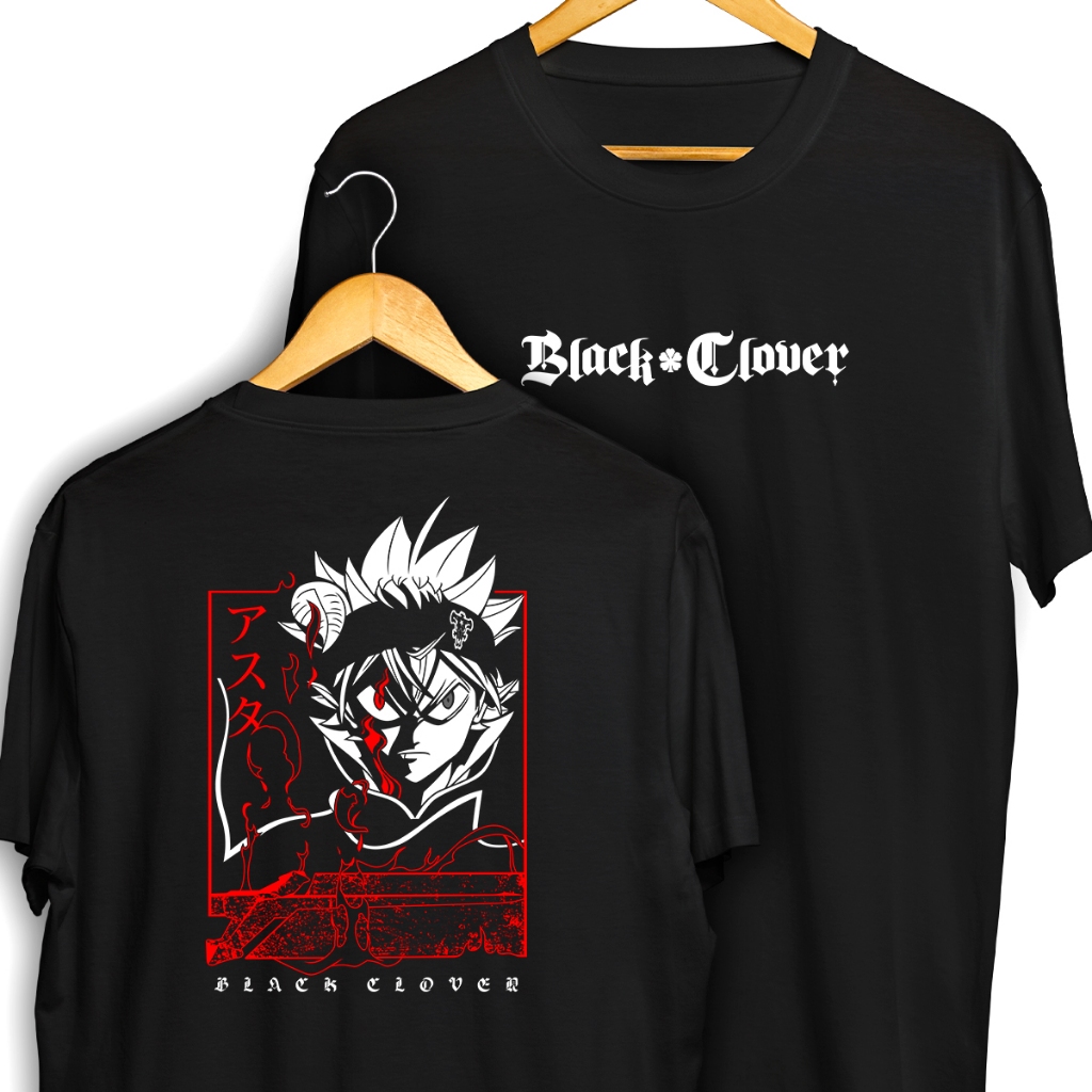 Camiseta Asta Black Clover Frente e Verso Camisa de Anime 100% Algodão