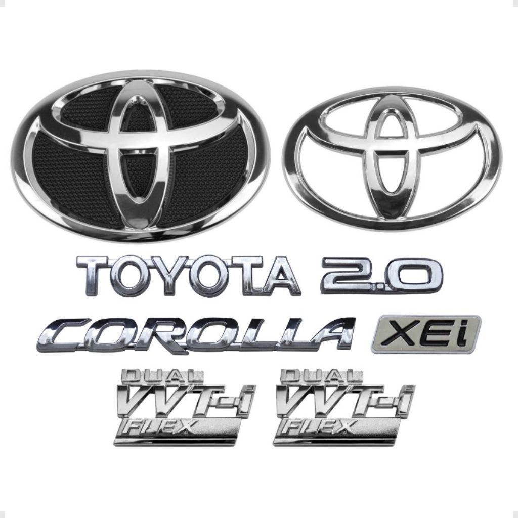 Emblemas Toyota Corolla Xei 2.0 Dual Vvt-i Flex Logo Grade e Logo Mala 2009 2010 2011 2012 2013 2014