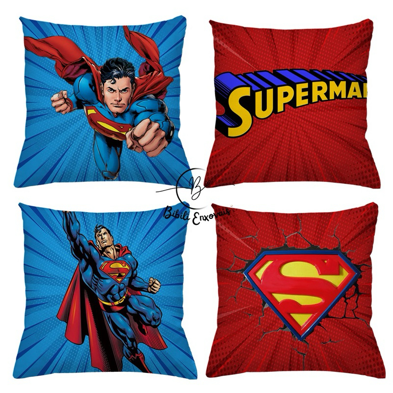 KIT 4 CAPAS DE ALMOFADAS DECORATIVAS SUPERMAN QUARTO DE MENINO TAMANHO 45X45 em Oferta na Shopee