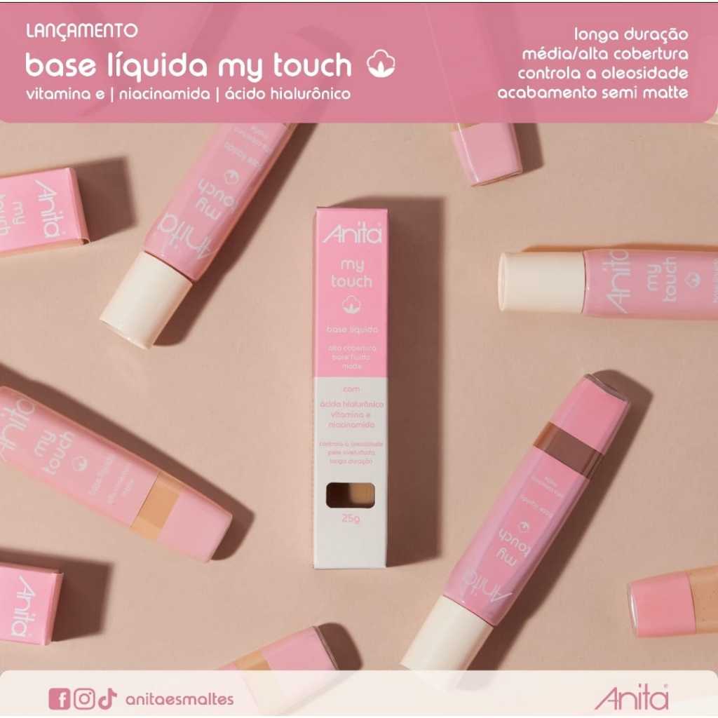 BASE LÍQUIDA MY TOUCH Anita Cosméticos 25g em Oferta na Shopee