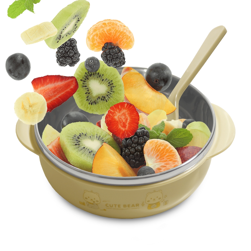 Prato Pratinho Alimentação Bebê Pote Infantil 300ml Tampa E Colher Livre de BPA Introdução Alimentar em Oferta na Shopee