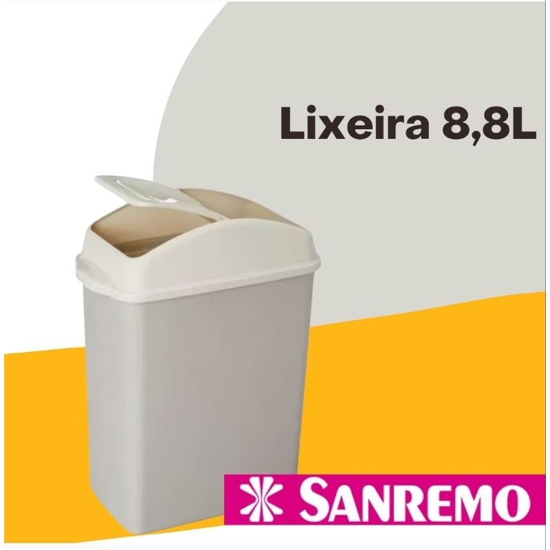 Lixeira Plástico Sanremo 8,8l  Papeleiro Cesto de lixo Tampa Basculante lixeira para espaço pequeno lixeira pequena