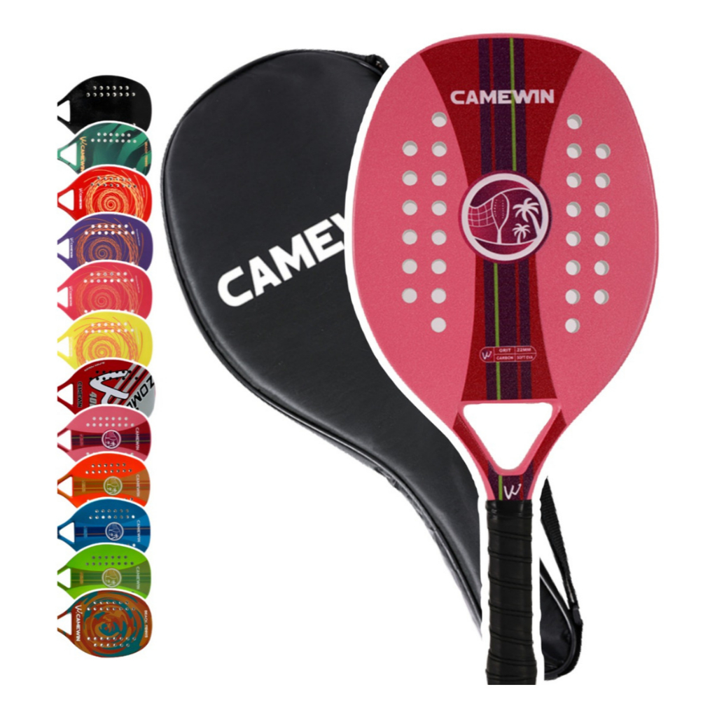 Raquete Para Beach Tennis Profissional 50cm Fibra de Carbono com Capa Protetora Iniciantes/Avançados