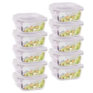 Conjunto 10 Potes Vidro Hermétic Marmita Tampa Vedação 520ml
