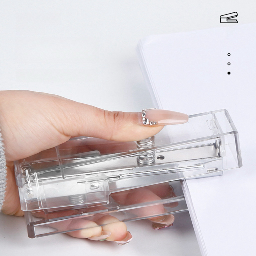 KIT Grampeador Moderno Acrilico Colorido 20 Folhas Escritorio, Trabalho - Diversos Modelos