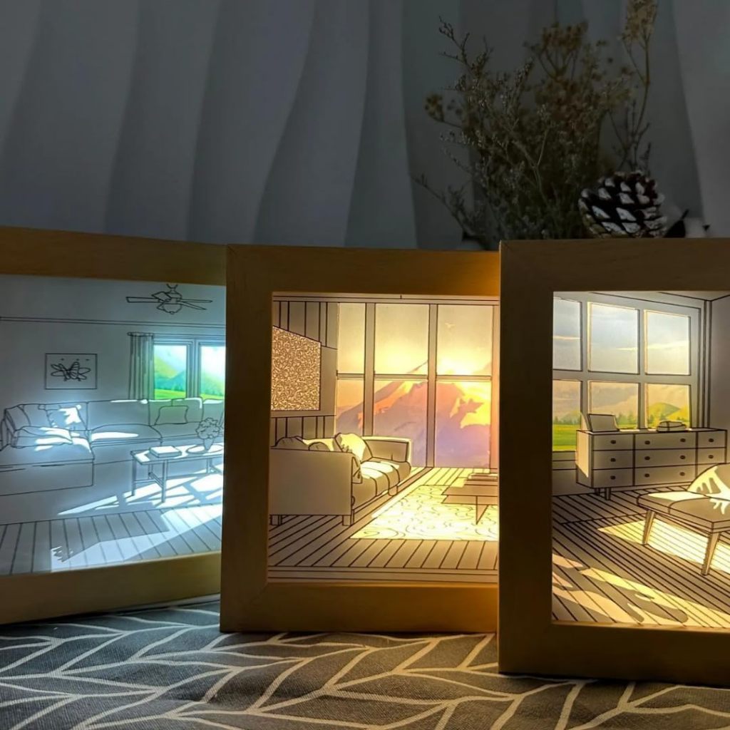 Quadro Decorativo com Controle de Iluminação Com Suporte Quadro Luz LED Pintura Decorativa...